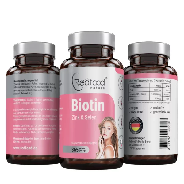 Biotin for Women – 365 Kapseln Biotin Zink Selen Kapseln Haare, Haut und Nägel